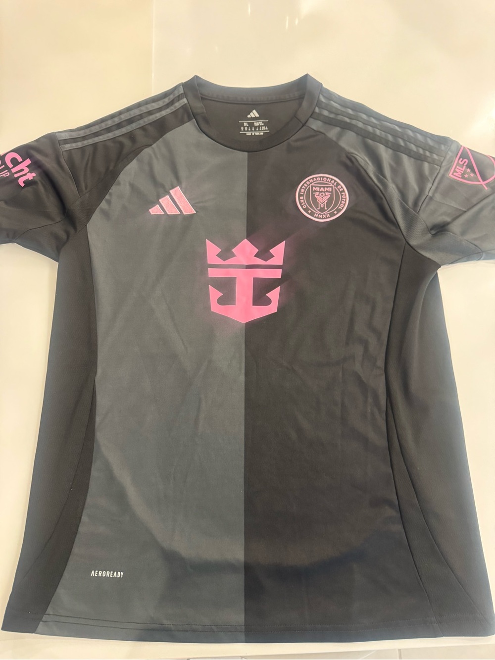 adidas Men XL Black & Pink Miami FC Soccer Jersey